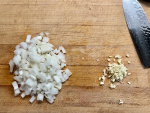 diced onions and garlic