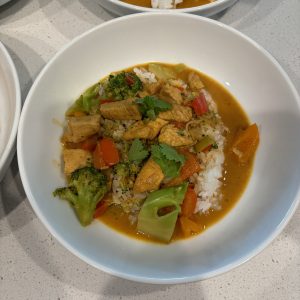yellow curry chicken in bowl